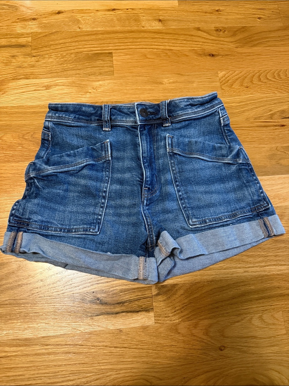 American Eagle Outfitters Dark Blue Denim Mom Shorts, Size 0/25